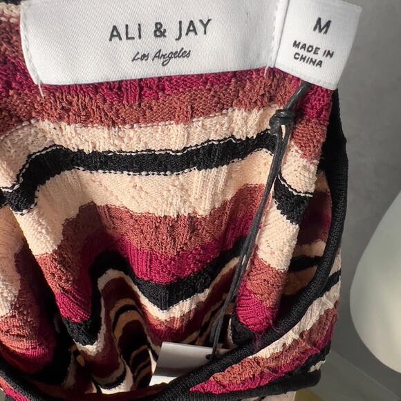 NWT Ali & Jay Multicolor Striped Midi Cutout Fitted Dress Size Medium - Picture 3 of 3
